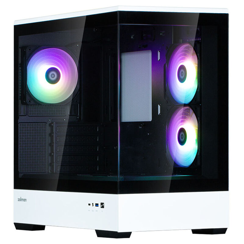 Zalman P30 kabinett minitårn mATX herdet glass svart/hvit forfra