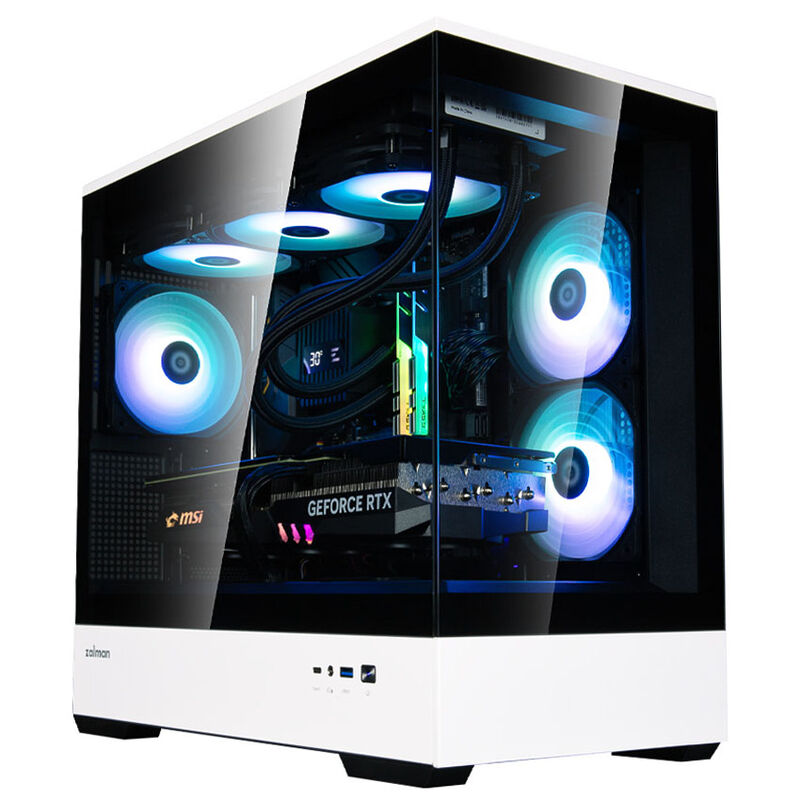 Zalman P30 kabinett minitårn mATX herdet glass svart/hvit bakside