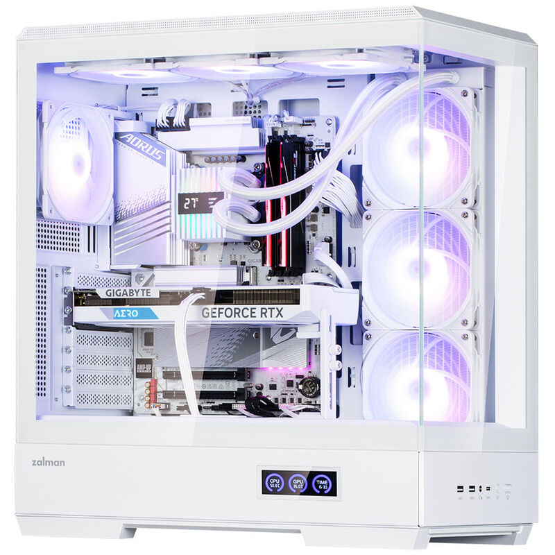 Detalj av herdet glass panel på Zalman P50 DS kabinett