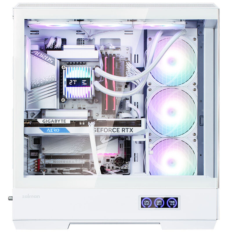 Montert Zalman P50 DS kabinett med RGB-belysning