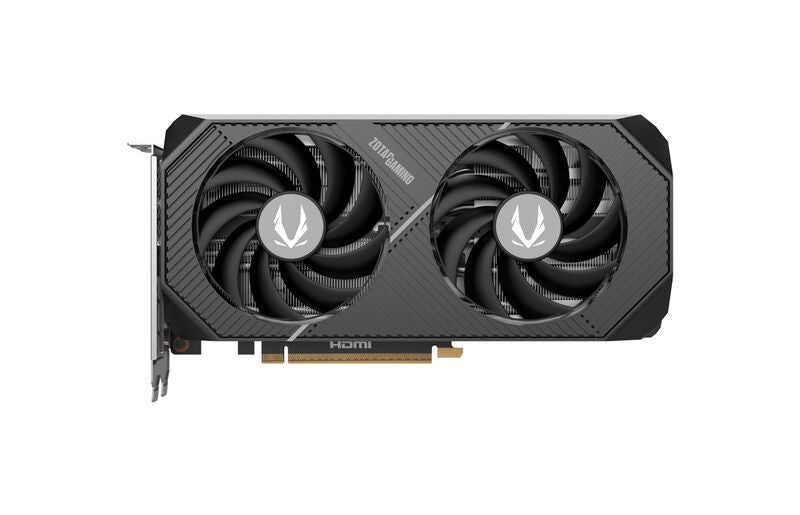 Detalj av Zotac Gaming GeForce RTX 5070 Twin Edge viftesystem
