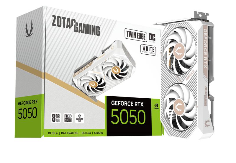 ZOTAC GAMING RTX 5050 Twin Edge OC White grafikkort forfra