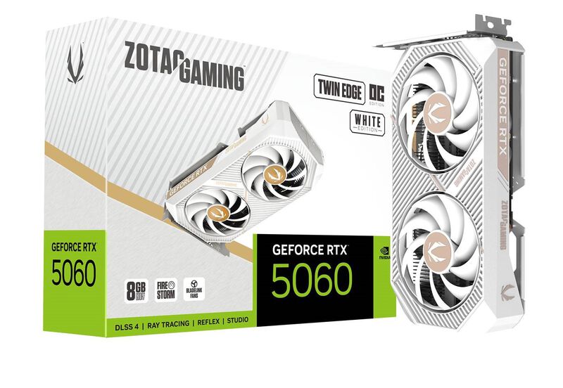 ZOTAC GAMING RTX 5060 Twin Edge OC White grafikkort forfra