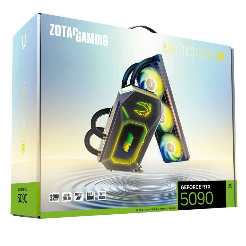 Visning av tilkoblinger på ZOTAC GAMING RTX 5090 ARCTICSTORM AIO