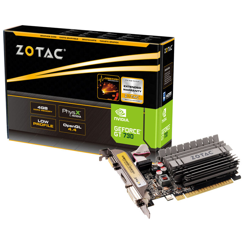 Zotac GeForce GT 730 passiv grafikkort 4 GB forfra